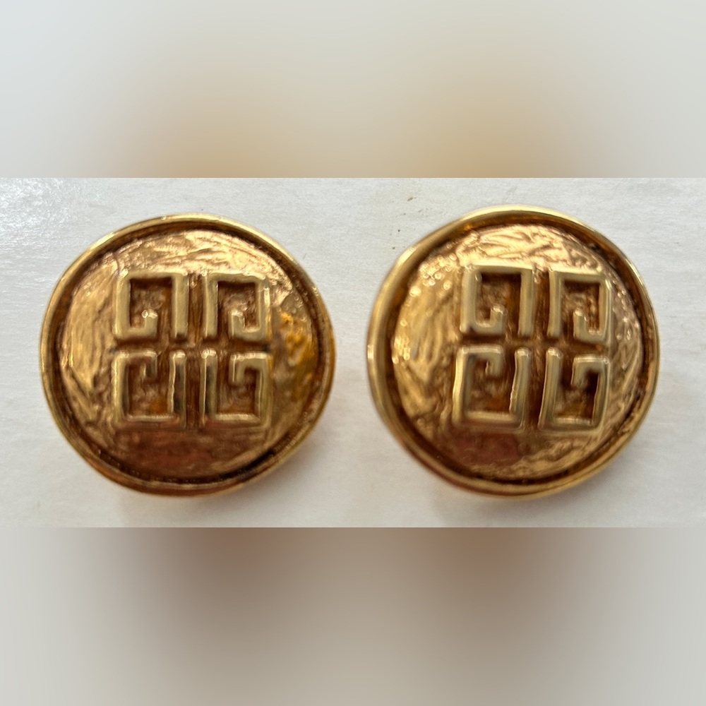 Vtg Givenchy Gold Tone Clip On Earrings